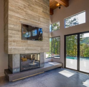 The Watkins Residence living room hearth